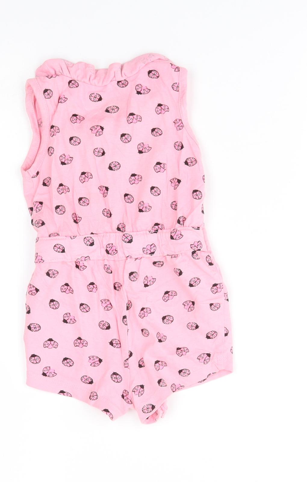 Primark Baby Pink Animal Print  Babygrow One-Piece Size 6-9 Months  - ladybirds