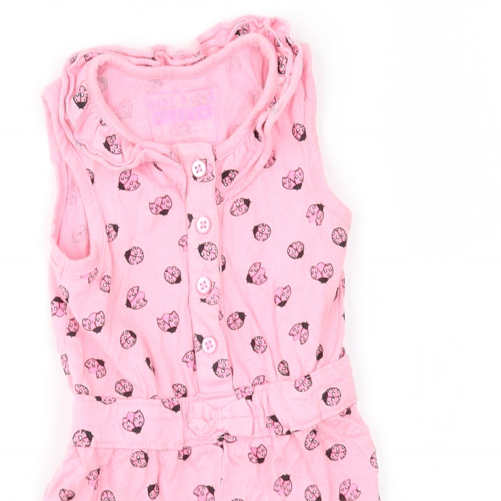 Primark Baby Pink Animal Print  Babygrow One-Piece Size 6-9 Months  - ladybirds