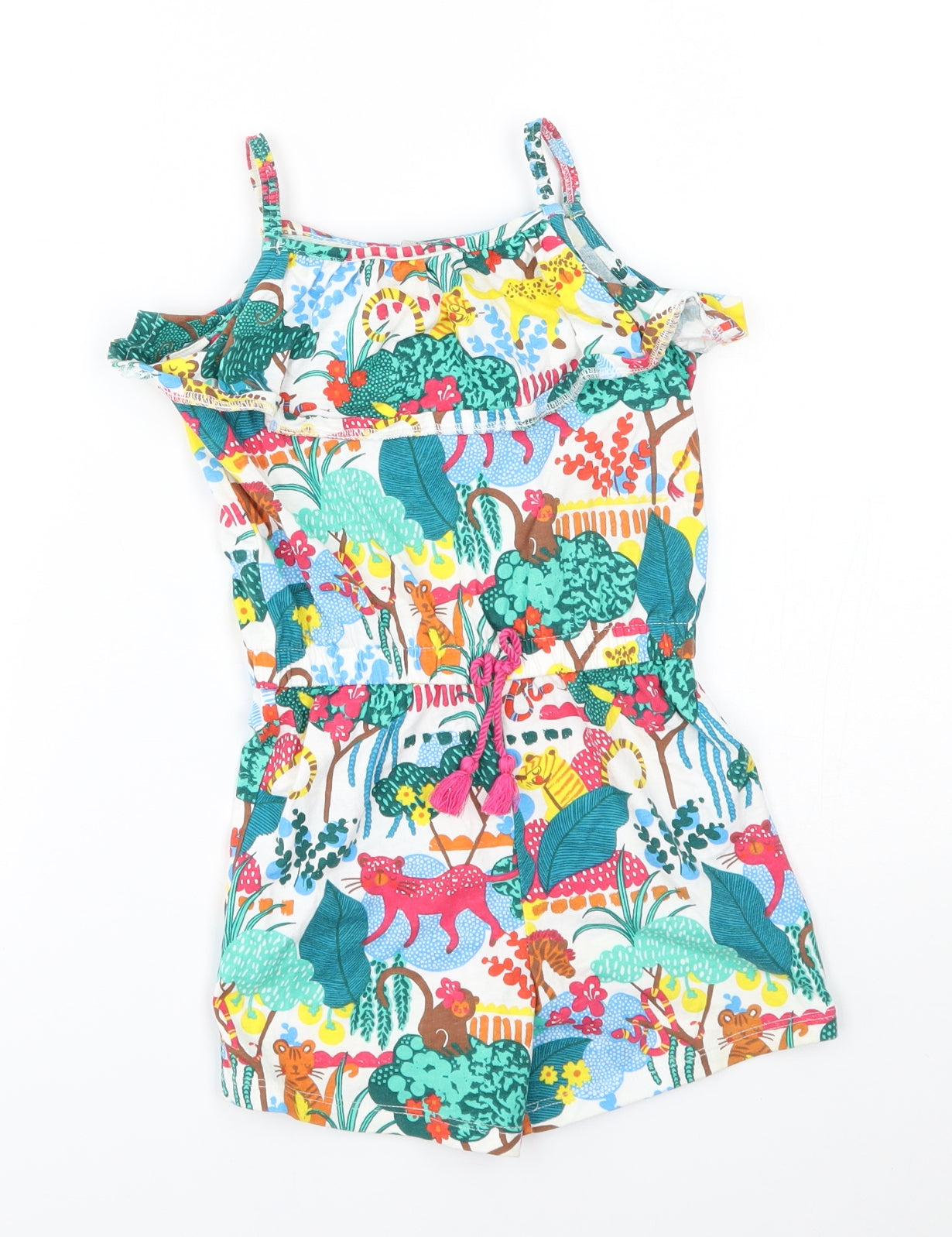 TU Girls Green Flecked  Romper One-Piece Size 2-3 Years  - jungle pattern