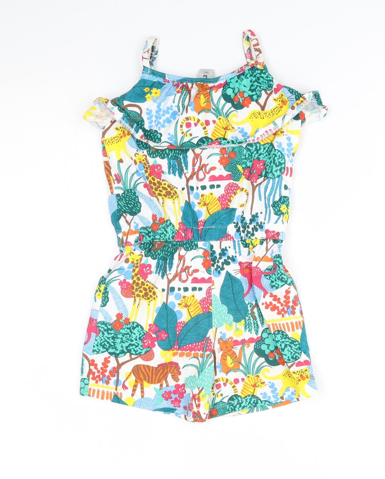 TU Girls Green Flecked  Romper One-Piece Size 2-3 Years  - jungle pattern