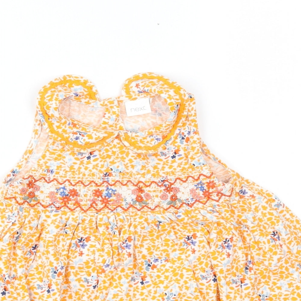 NEXT Girls Orange Floral  A-Line  Size 6-9 Months