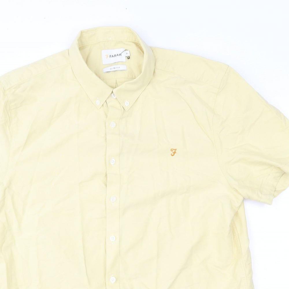 Farah Mens Yellow    Button-Up Size XL