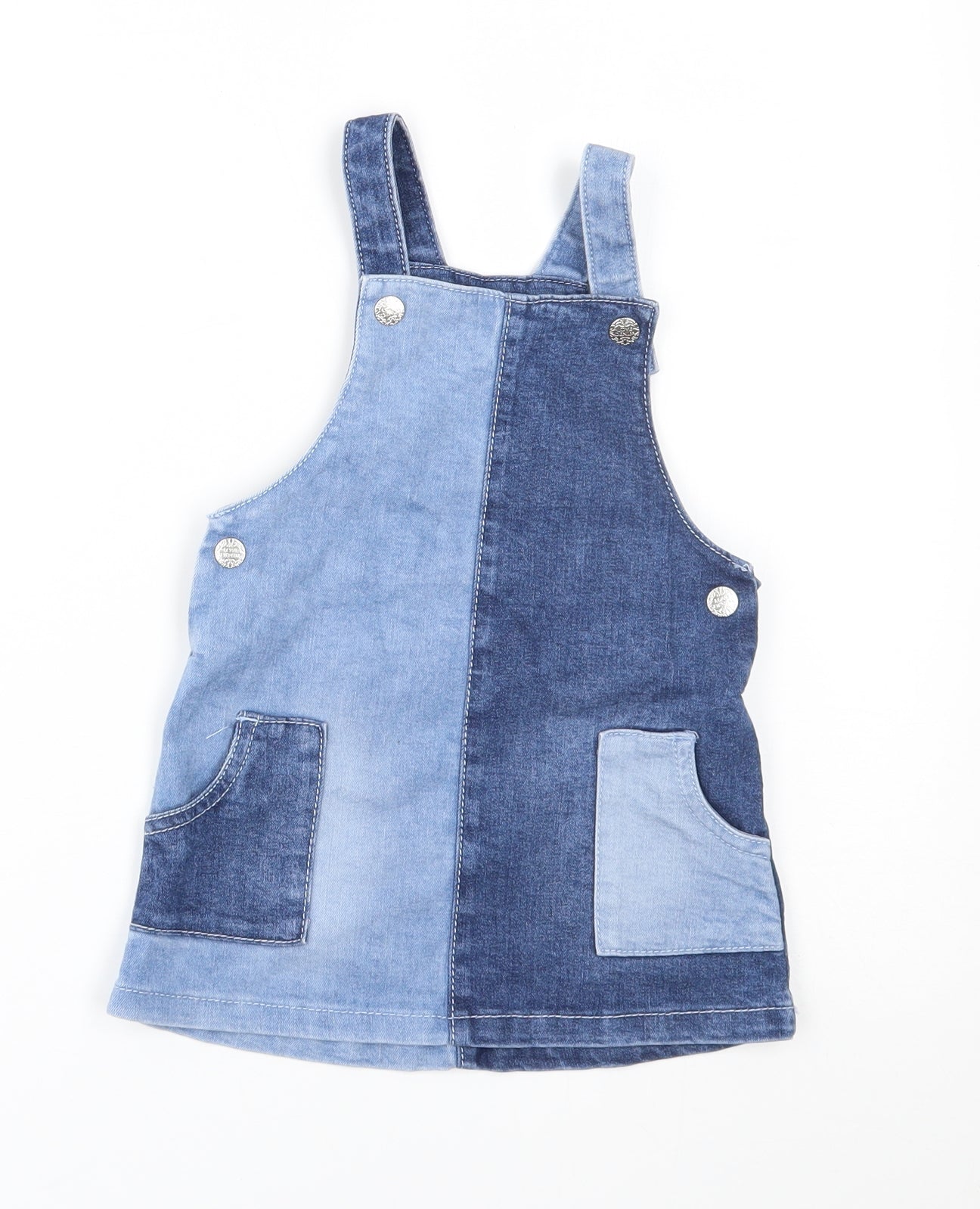 F&F Girls Blue   Pinafore/Dungaree Dress  Size 12-18 Months