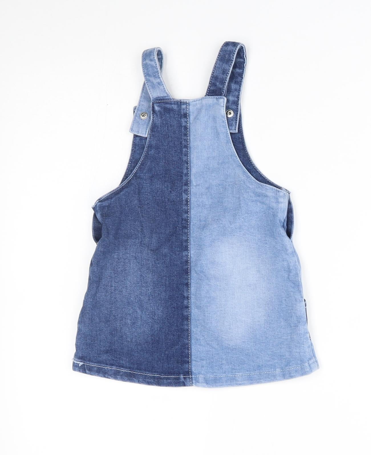 F&F Girls Blue   Pinafore/Dungaree Dress  Size 12-18 Months