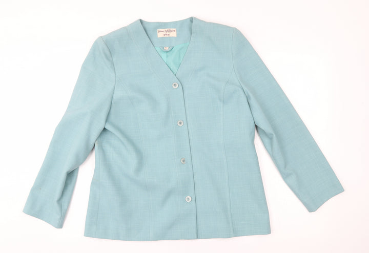 EWM Womens Blue Jacket Blazer Size 14