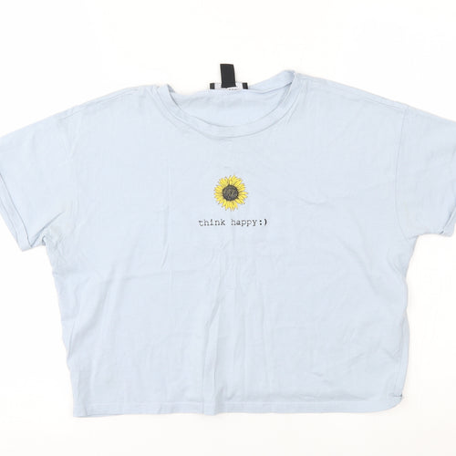 New Look Girls Blue   Basic T-Shirt Size 14-15 Years  - think happy :)