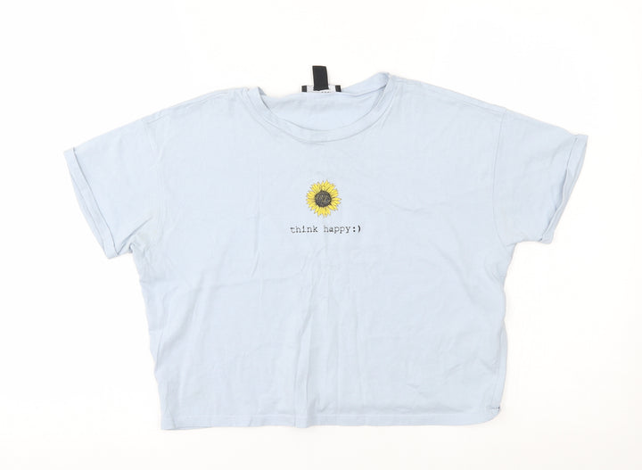 New Look Girls Blue   Basic T-Shirt Size 14-15 Years  - think happy :)