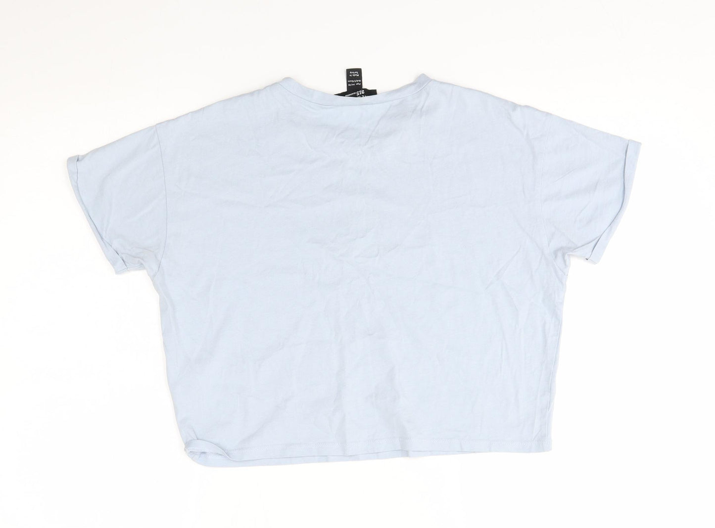 New Look Girls Blue   Basic T-Shirt Size 14-15 Years  - think happy :)