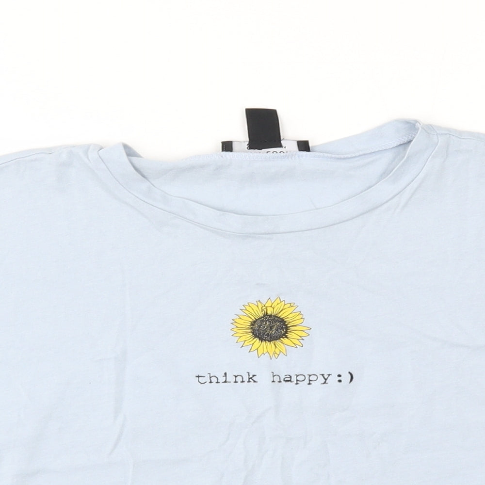 New Look Girls Blue   Basic T-Shirt Size 14-15 Years  - think happy :)