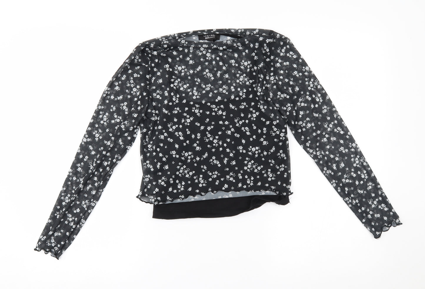 New Look Girls Black Fair Isle  Basic Blouse Size 12-13 Years