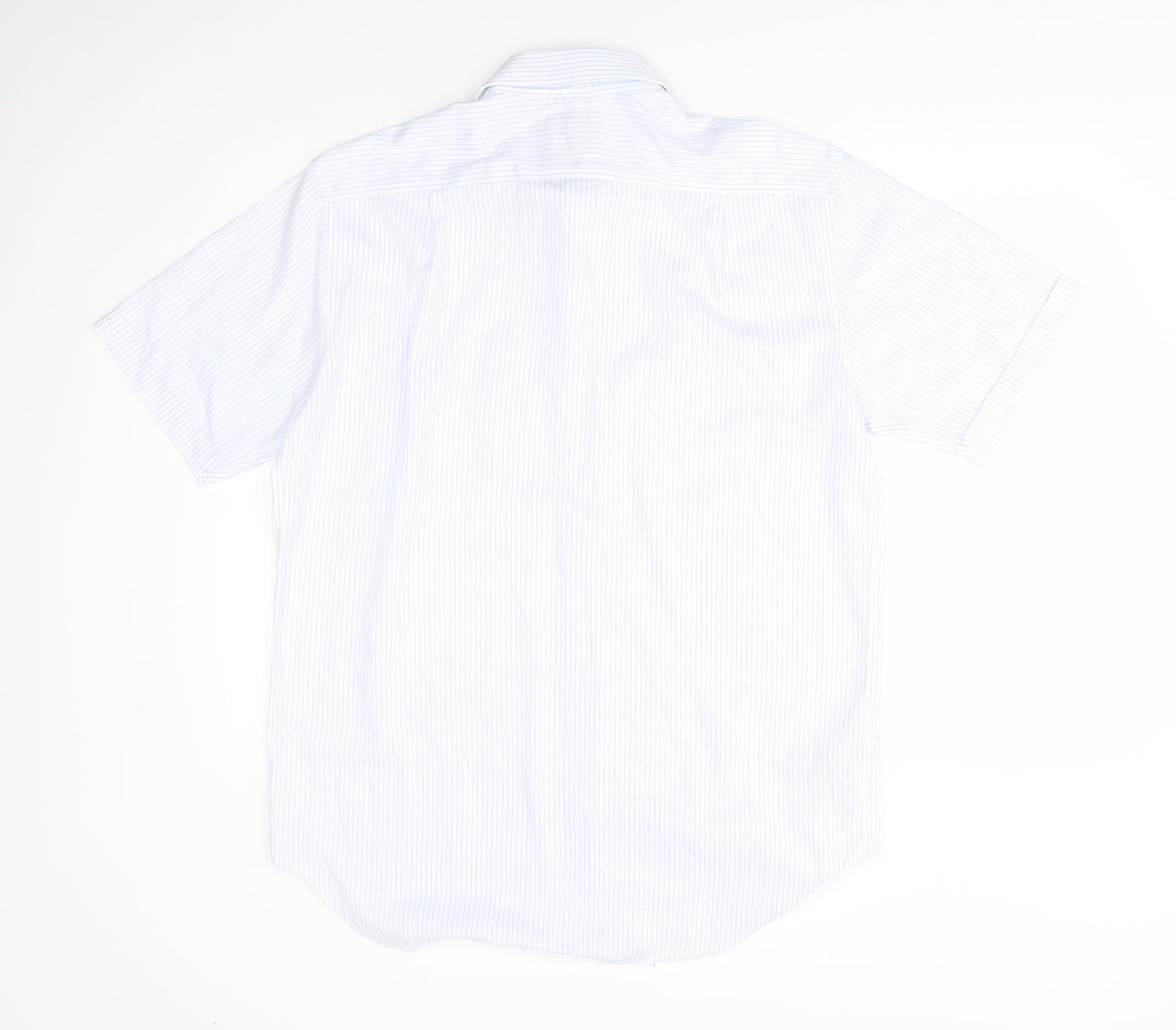M&S Mens White Striped   Button-Up Size 16