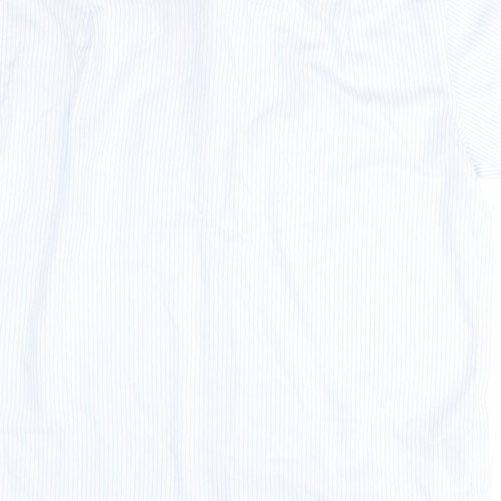 M&S Mens White Striped   Button-Up Size 16