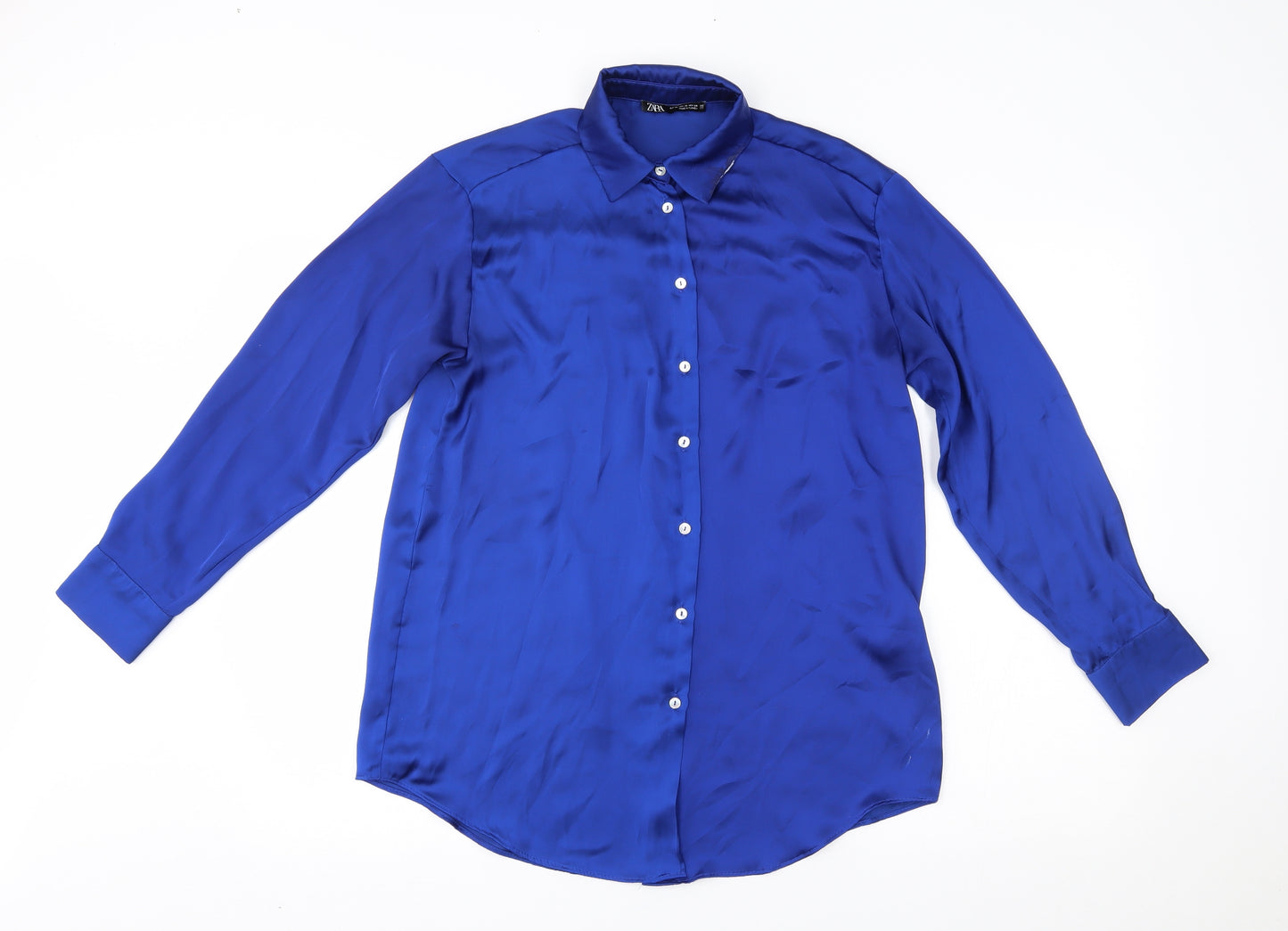 Zara Womens Blue   Basic Button-Up Size XS  - shiny