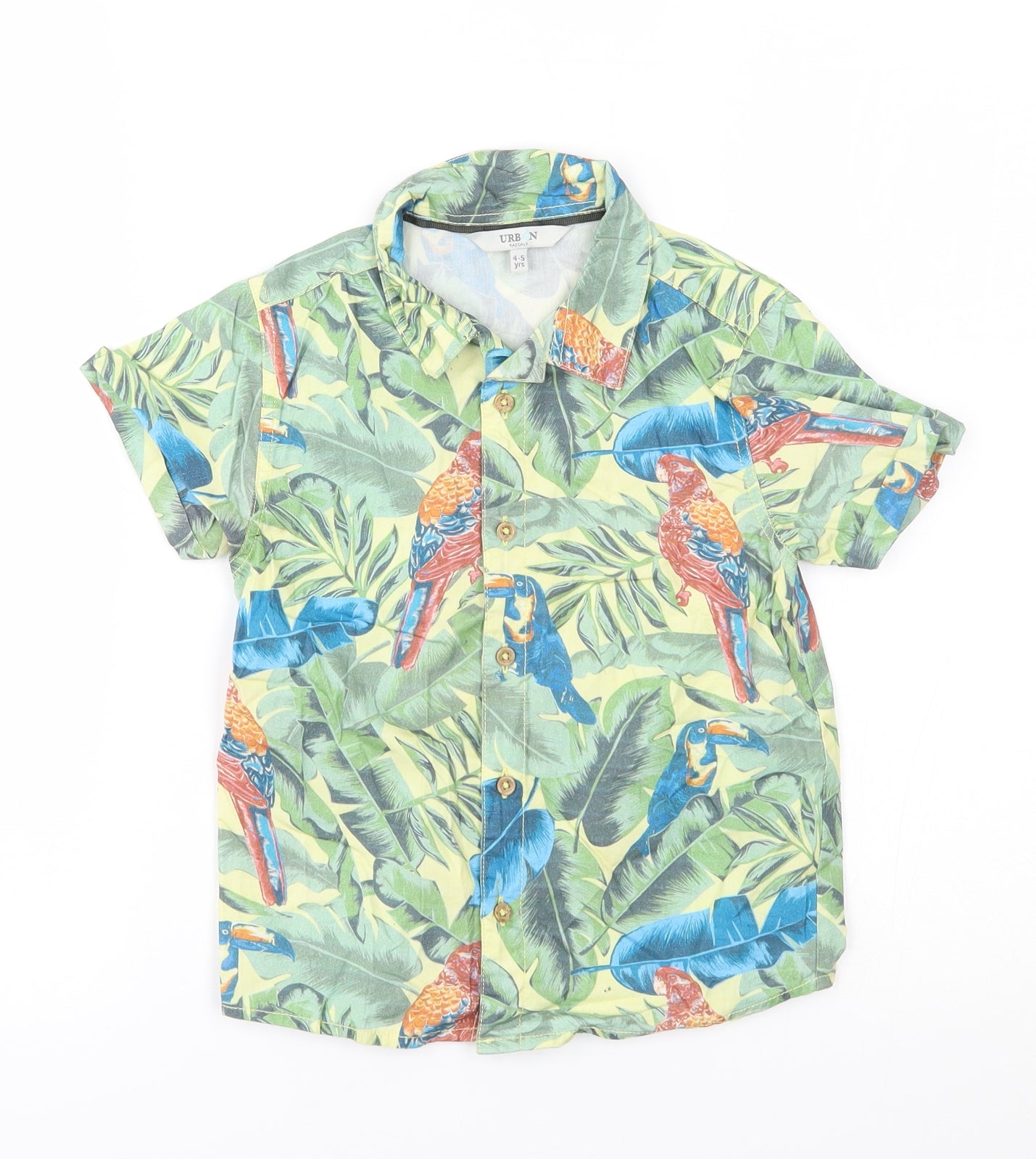 urban rascals Boys Green Floral  Basic Button-Up Size 4-5 Years  - jungle