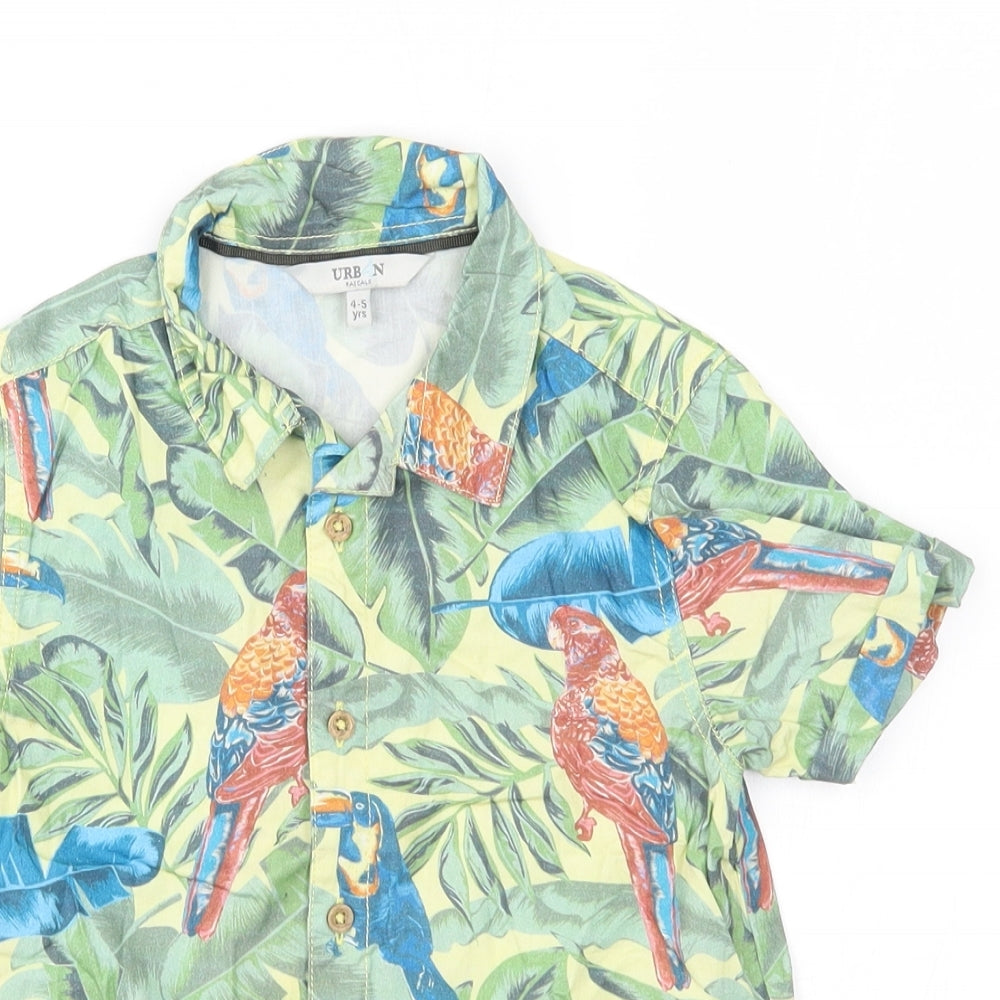 urban rascals Boys Green Floral  Basic Button-Up Size 4-5 Years  - jungle