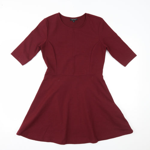 Topshop Womens Red   Fit & Flare  Size 10