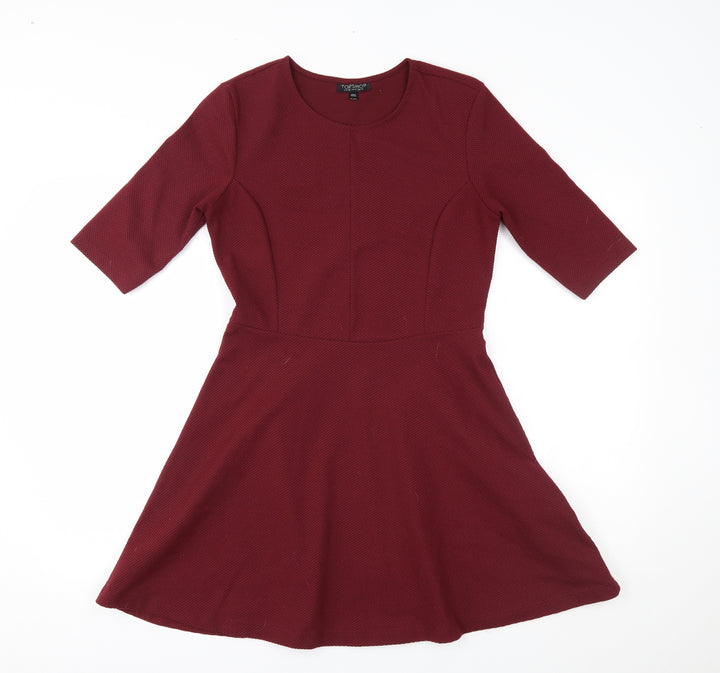 Topshop Womens Red Fit & Flare Size 10