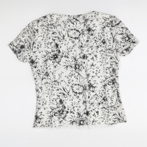 editions Womens White Floral  Basic Blouse Size 10