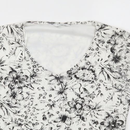 editions Womens White Floral  Basic Blouse Size 10