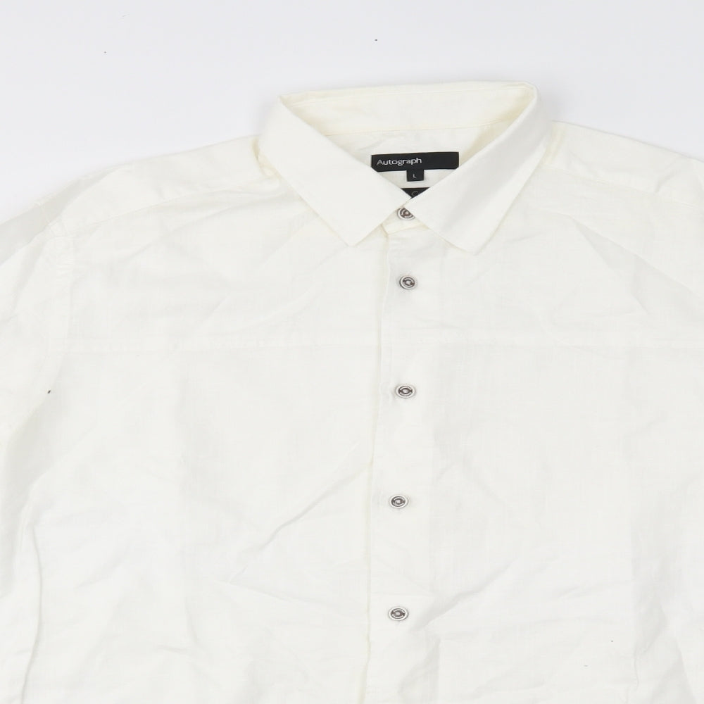 Autograph Mens White    Dress Shirt Size L