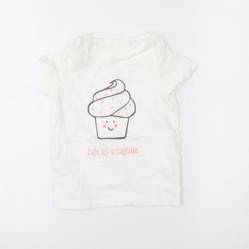 NEXT Girls White   Basic T-Shirt Size 12-18 Months  - cute as a cupcake