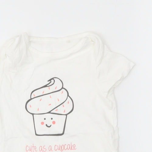 NEXT Girls White   Basic T-Shirt Size 12-18 Months  - cute as a cupcake