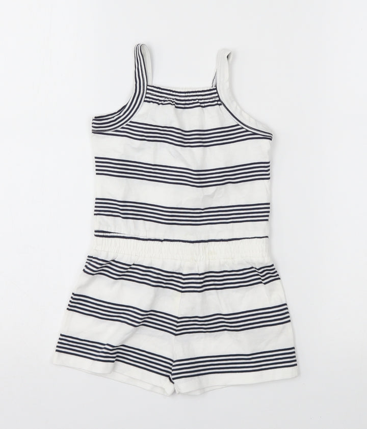 Nutmeg Girls White Striped Romper One-Piece Size 2-3 Years