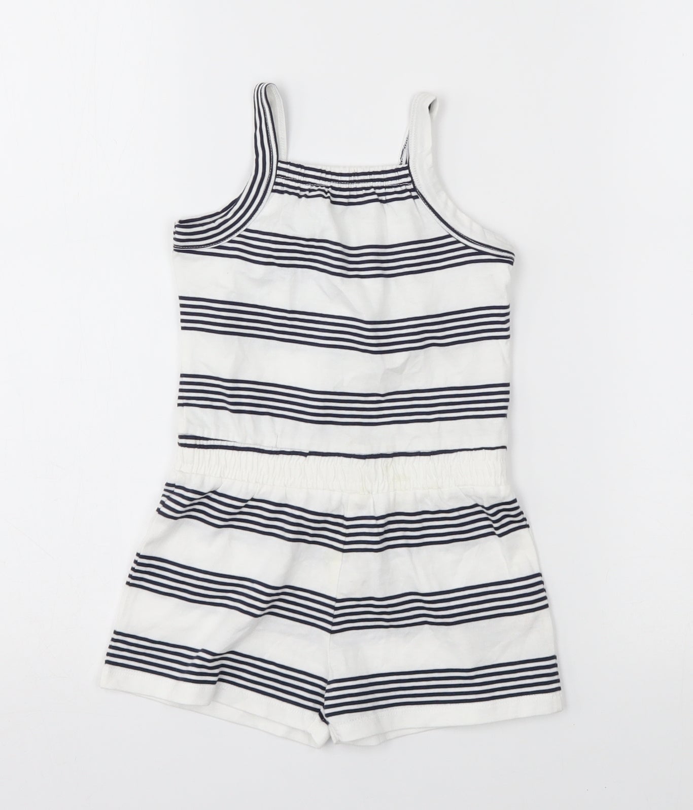 Nutmeg Girls White Striped  Romper One-Piece Size 2-3 Years