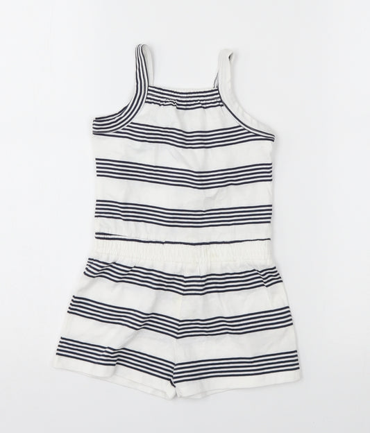 Nutmeg Girls White Striped  Romper One-Piece Size 2-3 Years