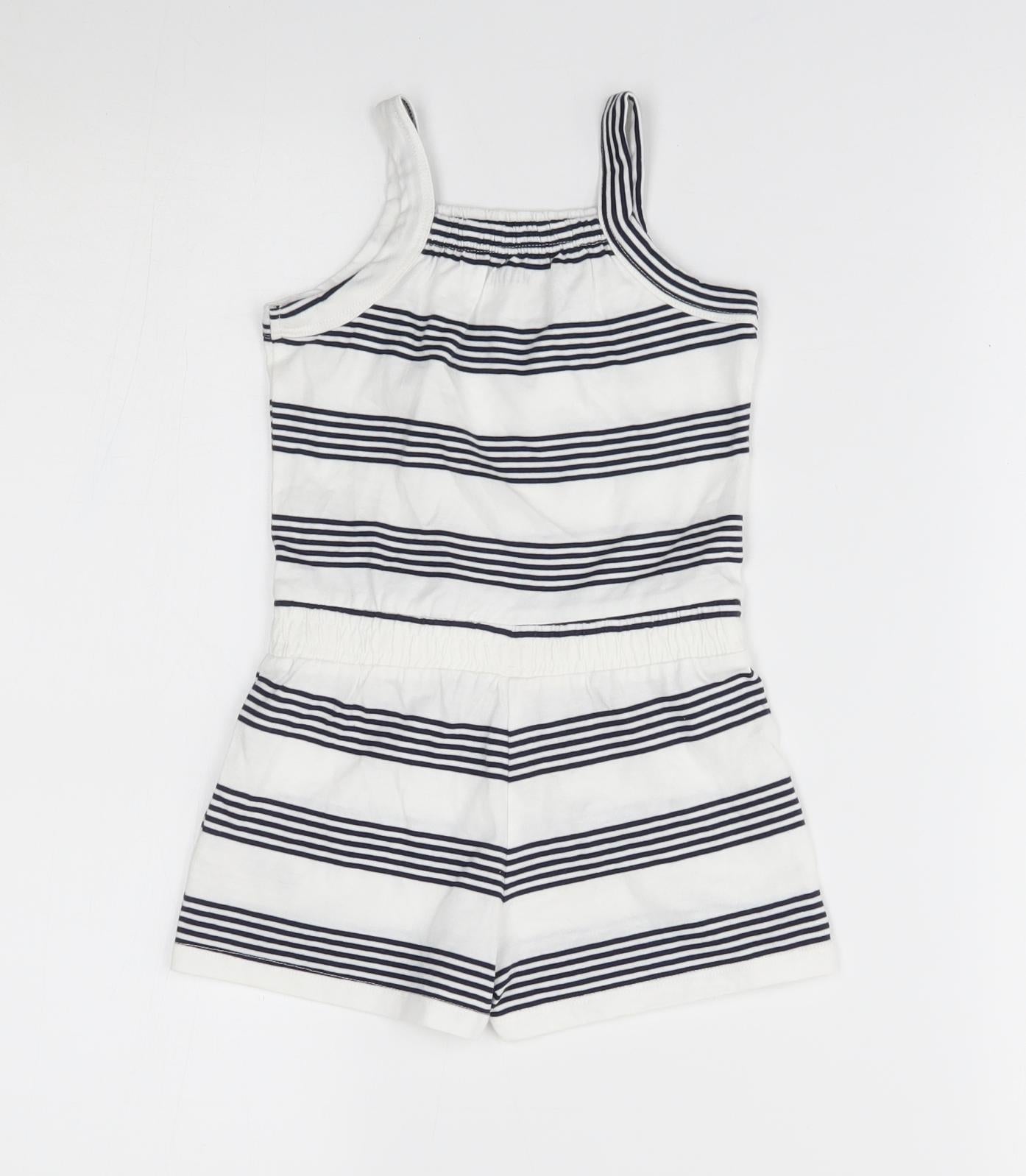 Nutmeg Girls White Striped  Romper One-Piece Size 2-3 Years