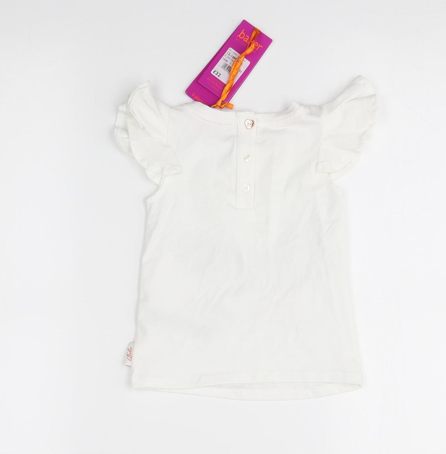Baker Girls White   Basic Blouse Size 12-18 Months  - Unicorn