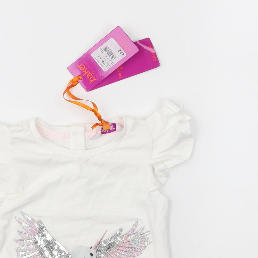 Baker Girls White   Basic Blouse Size 12-18 Months  - Unicorn