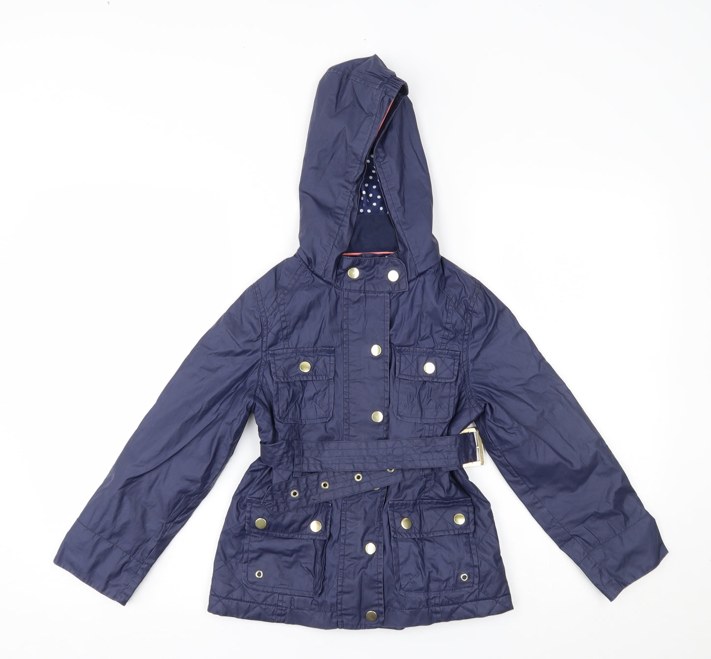 M&S Girls Blue   Overcoat Coat Size 7-8 Years
