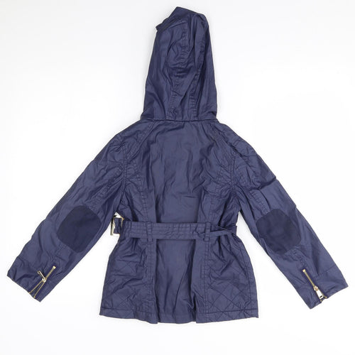 M&S Girls Blue   Overcoat Coat Size 7-8 Years