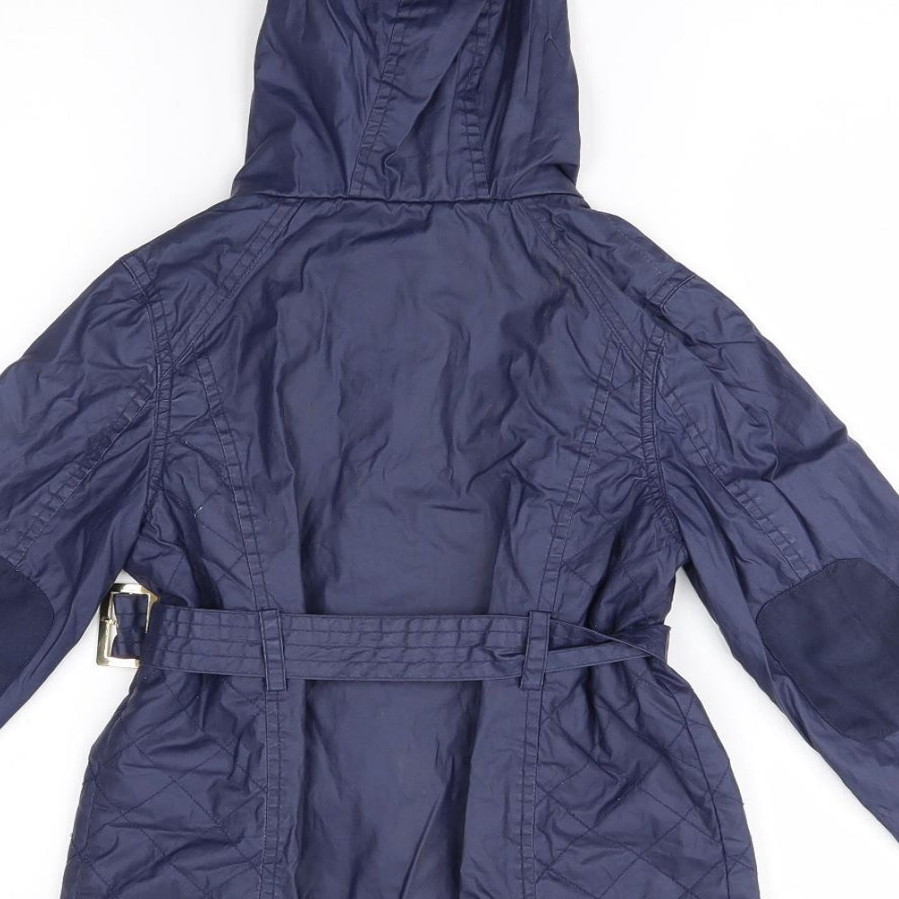 M&S Girls Blue   Overcoat Coat Size 7-8 Years