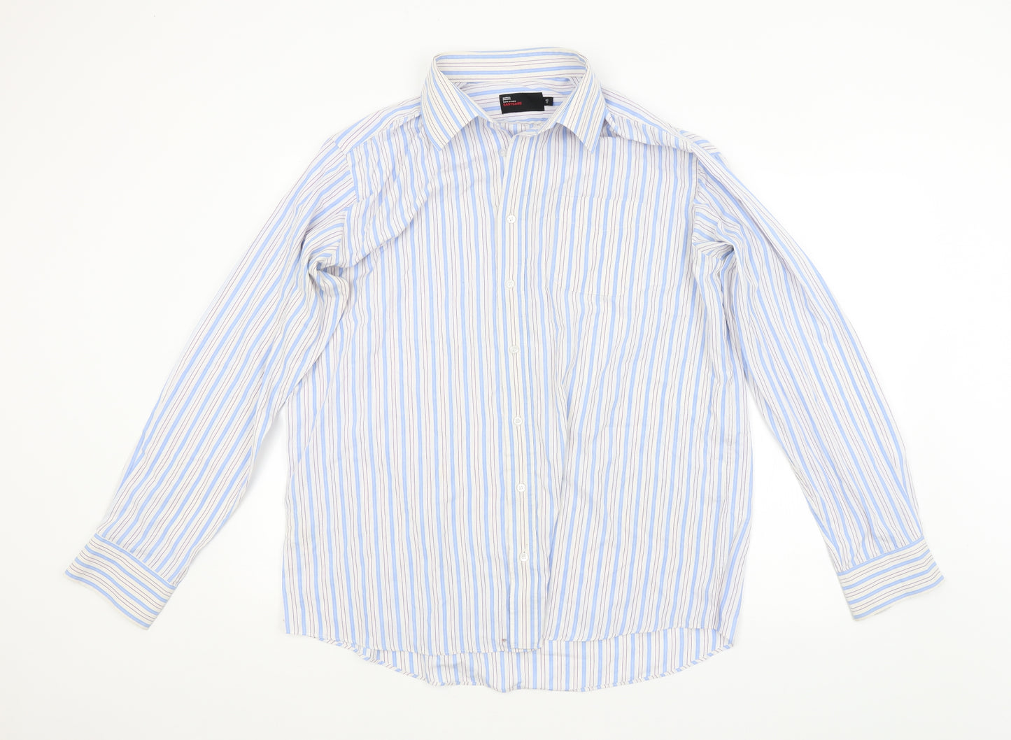 m&s Mens Multicoloured Striped   Dress Shirt Size 17