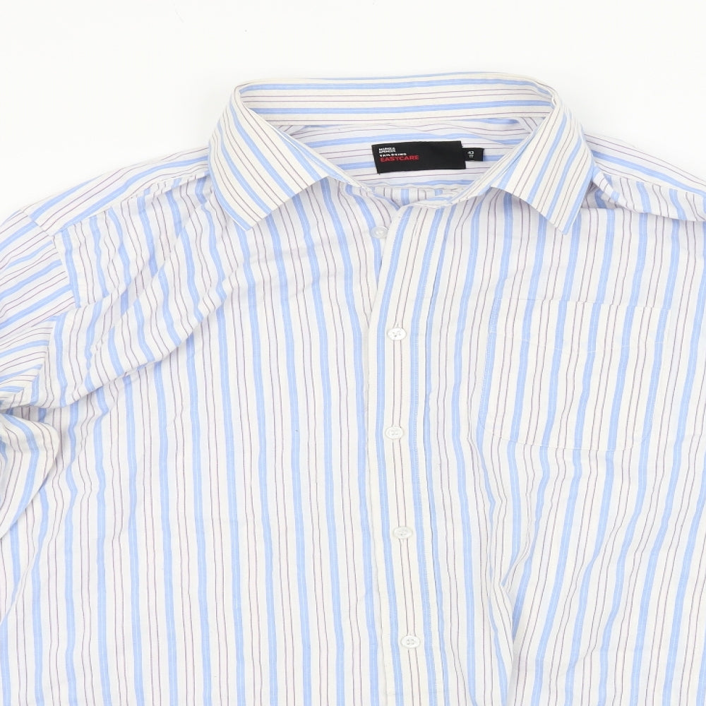 m&s Mens Multicoloured Striped   Dress Shirt Size 17