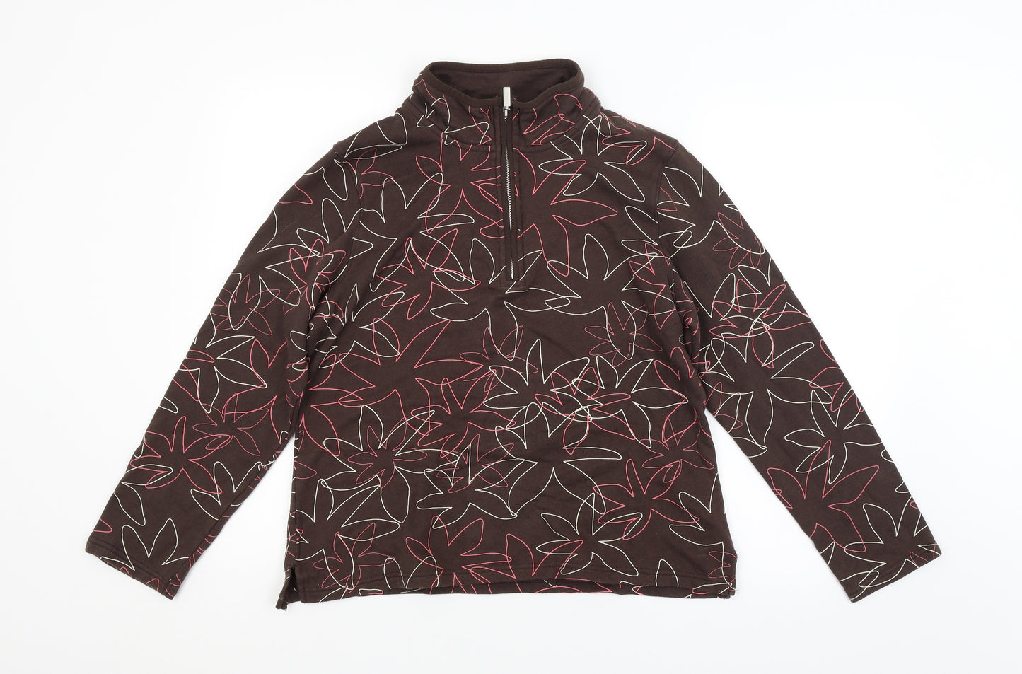 Maine Womens Brown Geometric  Pullover Sweatshirt Size 14
