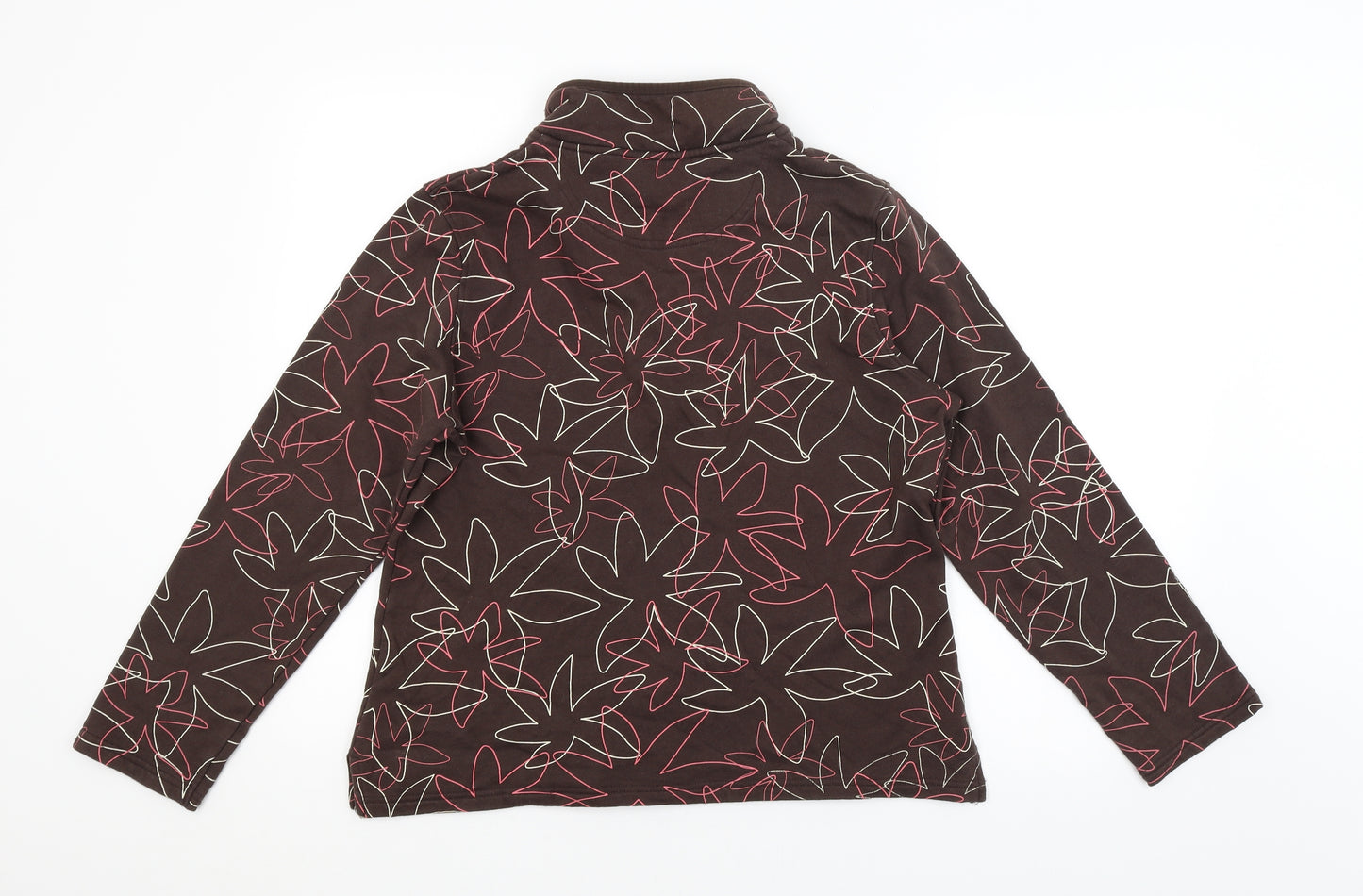 Maine Womens Brown Geometric  Pullover Sweatshirt Size 14