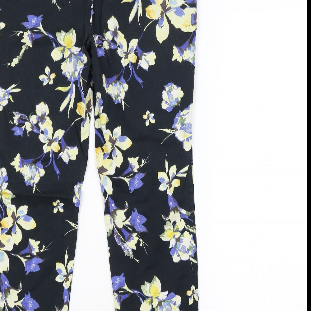 F&F Womens Black Floral  Trousers  Size 12 L25 in