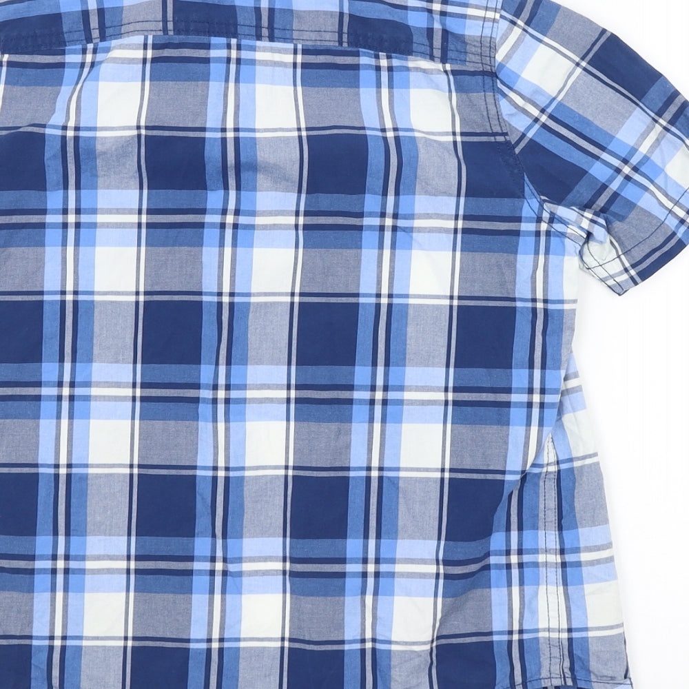 ABERCROMBIE Boys Blue Check  Basic Button-Up Size M
