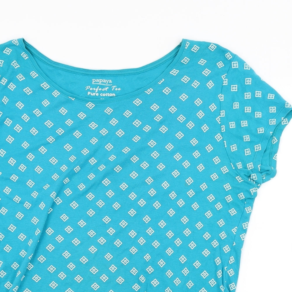 Papaya Womens Blue Argyle/Diamond  Basic Blouse Size 20