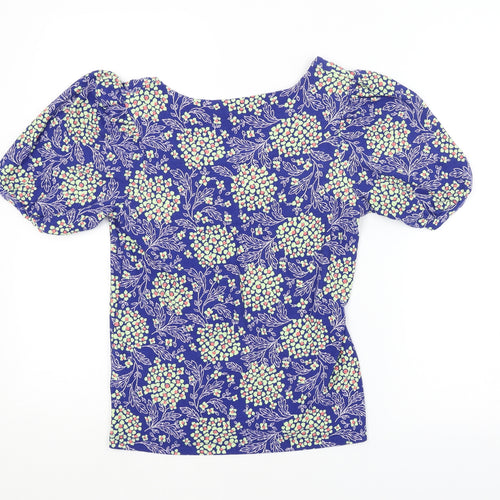 NEXT Womens Blue Floral  Basic Blouse Size 8