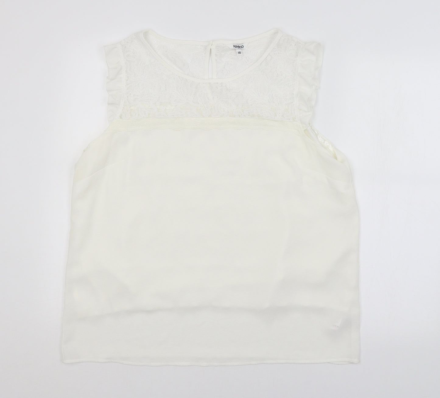 PEP&CO. Womens White Floral  Basic Blouse Size 18