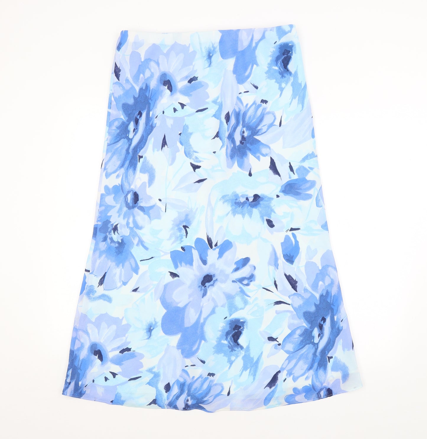 Preworn Womens Blue Floral  A-Line Skirt Size 16