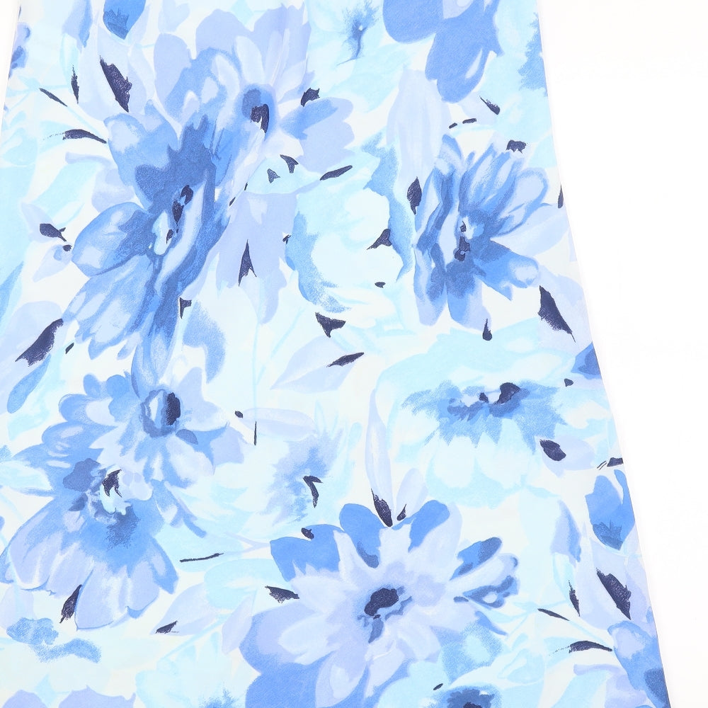 Preworn Womens Blue Floral  A-Line Skirt Size 16