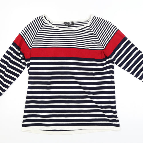 CASAMA Womens Multicoloured Striped  Pullover Jumper Size L