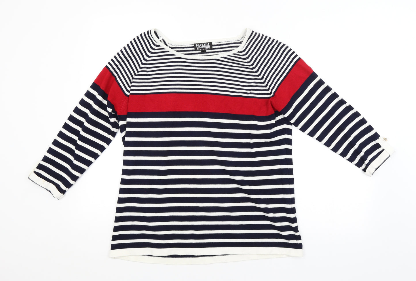 CASAMA Womens Multicoloured Striped  Pullover Jumper Size L