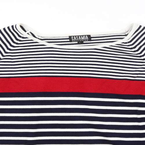 CASAMA Womens Multicoloured Striped  Pullover Jumper Size L