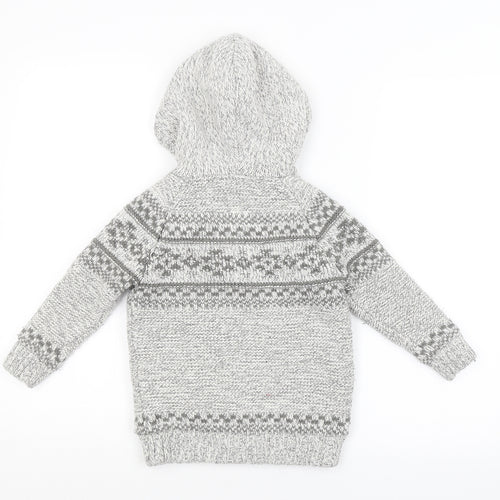 George Boys Grey Argyle/Diamond  Full Zip Hoodie Size 4-5 Years